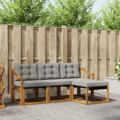 vidaXL Conjunto de sofás de exterior 4 pcs Gris Natural y Claro Gris claro y natural Hot