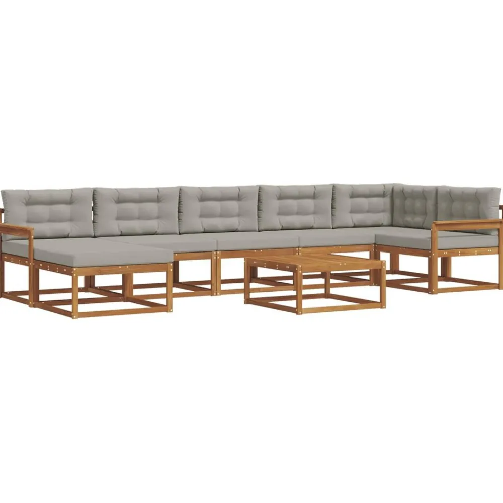 vidaXL Conjuntos De Muebles-Conjunto de sofás de exterior 8 pcs Gris Natural y Claro