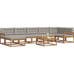 vidaXL Conjuntos De Muebles-Conjunto de sofás de exterior 8 pcs Gris Natural y Claro