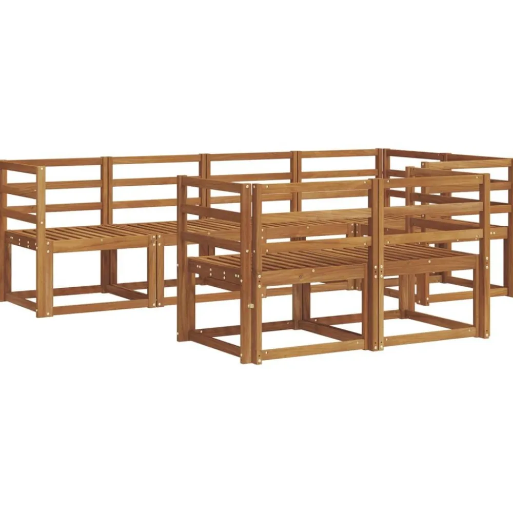 vidaXL Conjunto de sofás de exterior 7 pcs Natural y Antracita Outlet