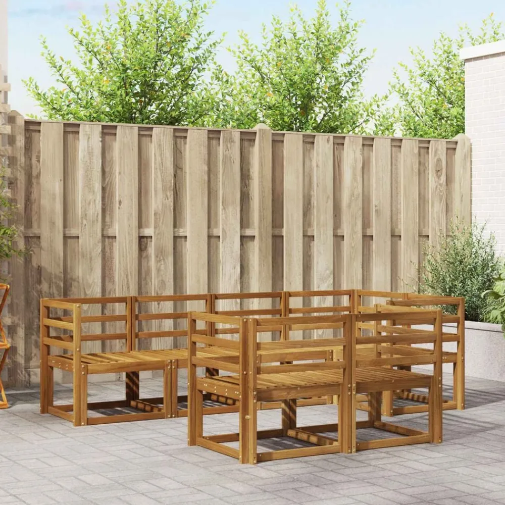 vidaXL Conjunto de sofás de exterior 7 pcs Natural y Antracita Outlet