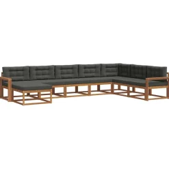 vidaXL Conjunto de sofás de exterior 8 pcs Natural y antracita New