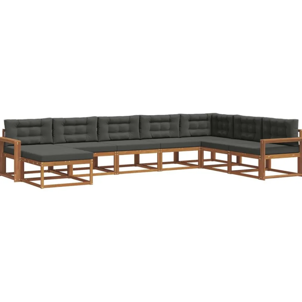 vidaXL Conjunto de sofás de exterior 8 pcs Natural y antracita New