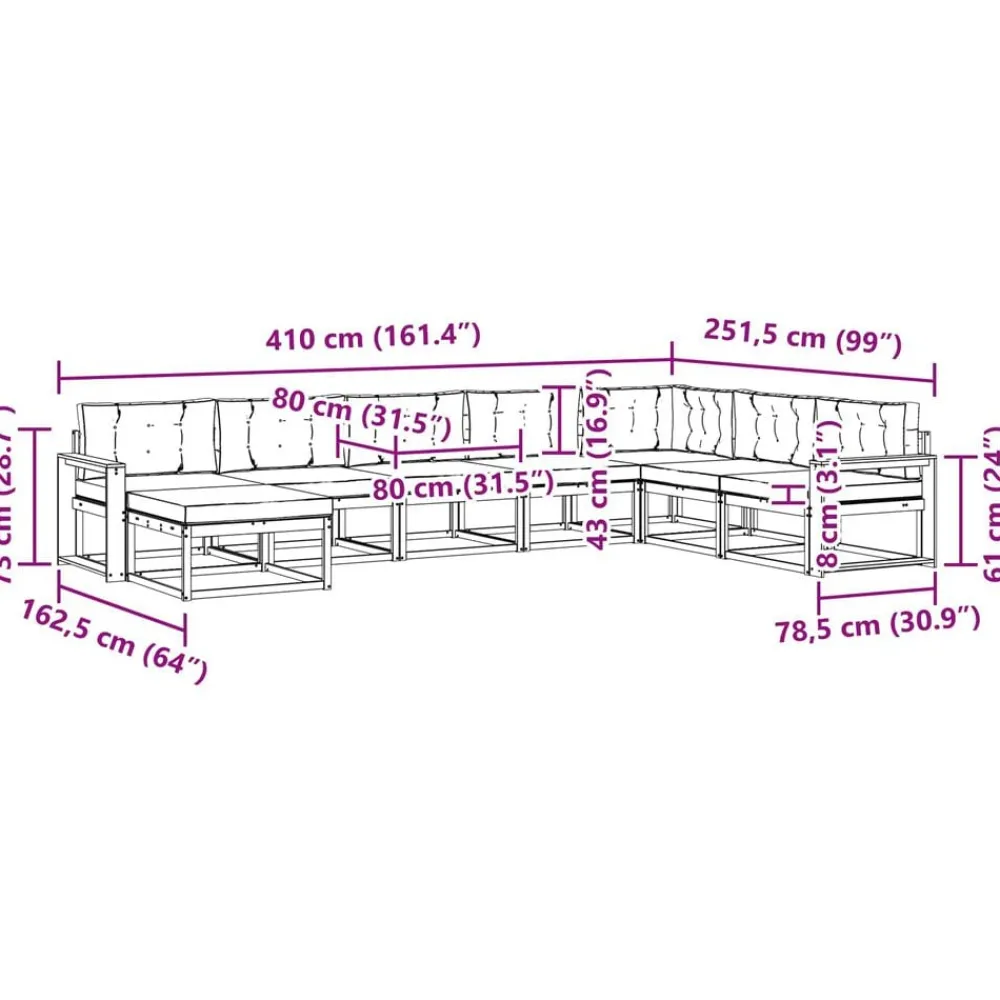vidaXL Conjunto de sofás de exterior 8 pcs Natural y antracita New