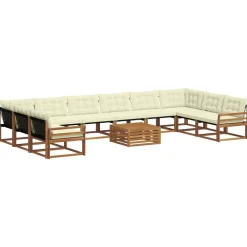 vidaXL Conjuntos De Muebles-Conjunto de sofás de exterior con cojín 11 pcs