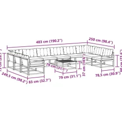 vidaXL Conjuntos De Muebles-Conjunto de sofás de exterior con cojín 11 pcs