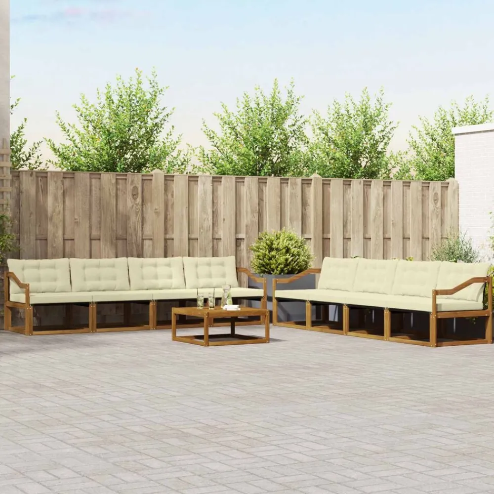 vidaXL Conjuntos De Muebles-Conjunto de sofás de exterior con cojín 9 pcs