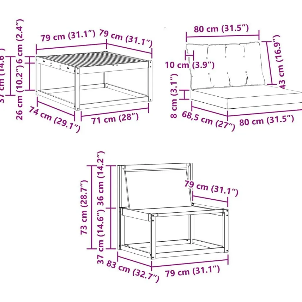 vidaXL Conjuntos De Muebles-Conjunto de sofás de exterior con cojín 9 pcs