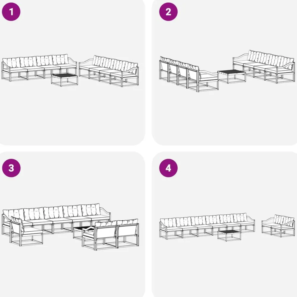 vidaXL Conjuntos De Muebles-Conjunto de sofás de exterior con cojín 9 pcs