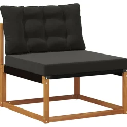 vidaXL Conjunto de sofás de exterior con cojín 10 pcs Natural y negro Outlet