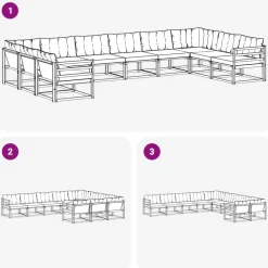 vidaXL Conjunto de sofás de exterior con cojín 10 pcs Natural y negro Outlet