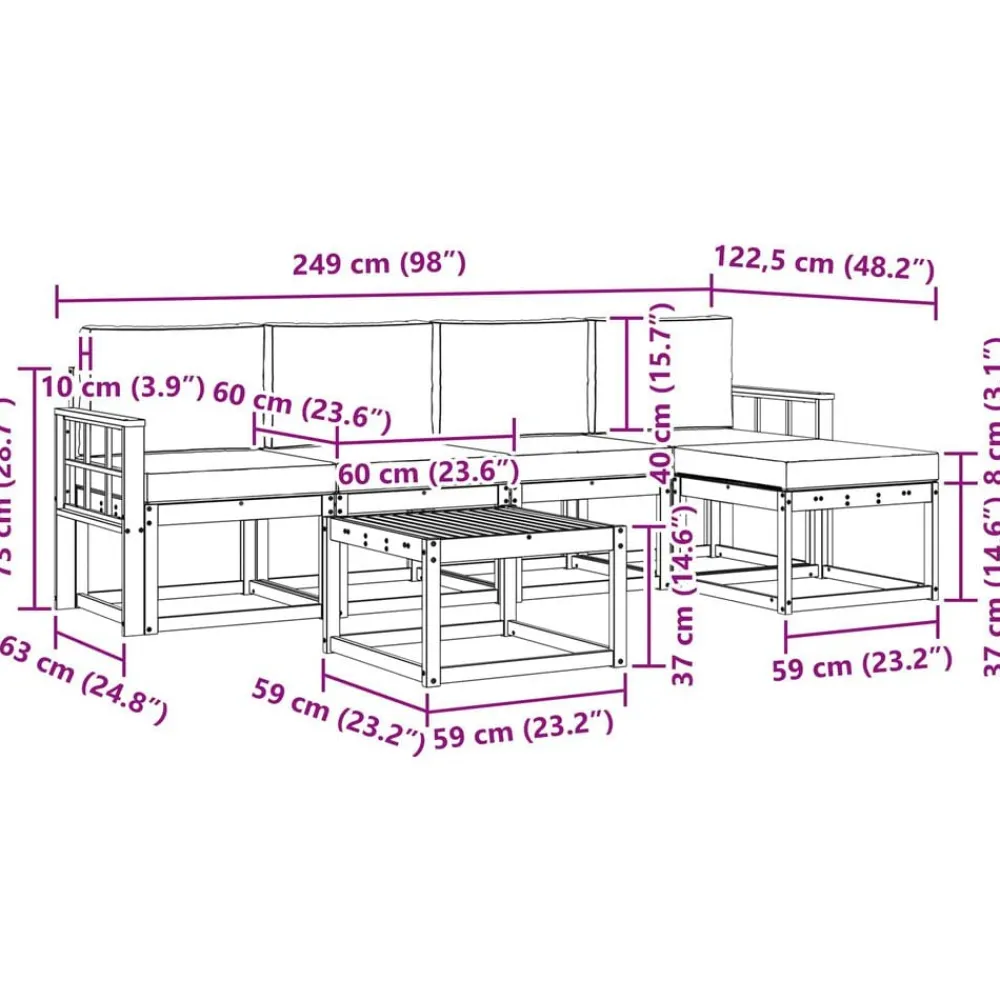 vidaXL Conjuntos De Muebles-Conjunto de sofás de exterior 6 pcs
