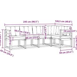 vidaXL Conjunto de sofás de exterior con cojín 5 pcs Natural y beige Online