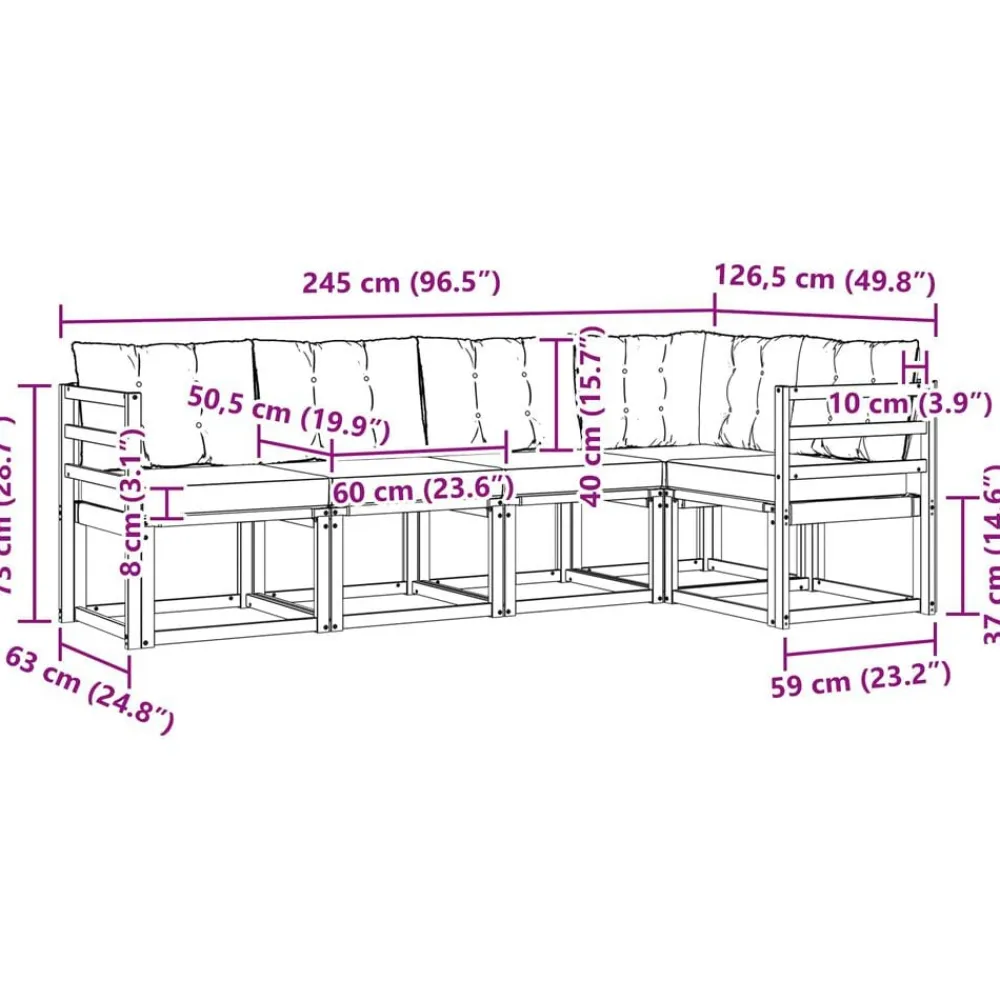 vidaXL Conjunto de sofás de exterior con cojín 5 pcs Natural y beige Online