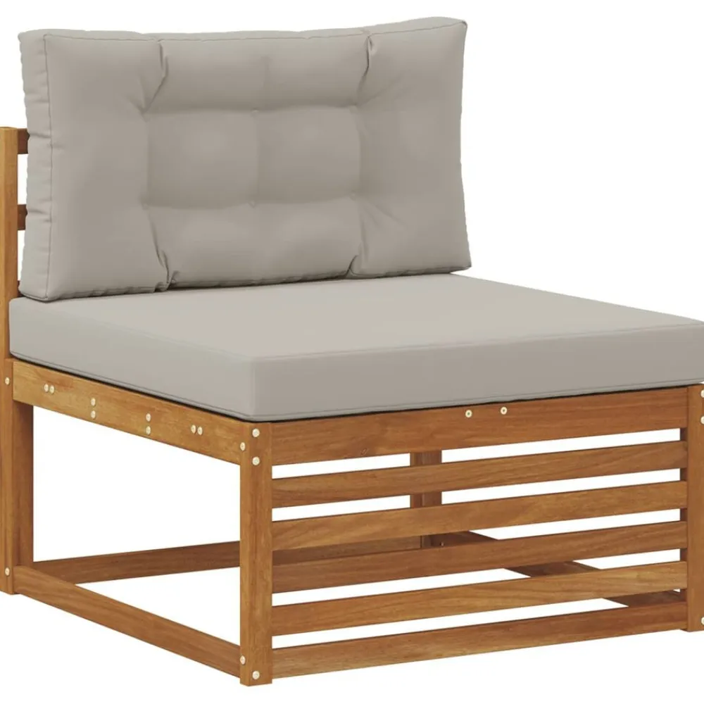 vidaXL Conjuntos De Muebles-Conjunto de sofás de exterior 7 pcs Gris Natural y Claro