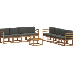 vidaXL Conjunto de sofás de exterior 9 pcs Natural y antracita Sale