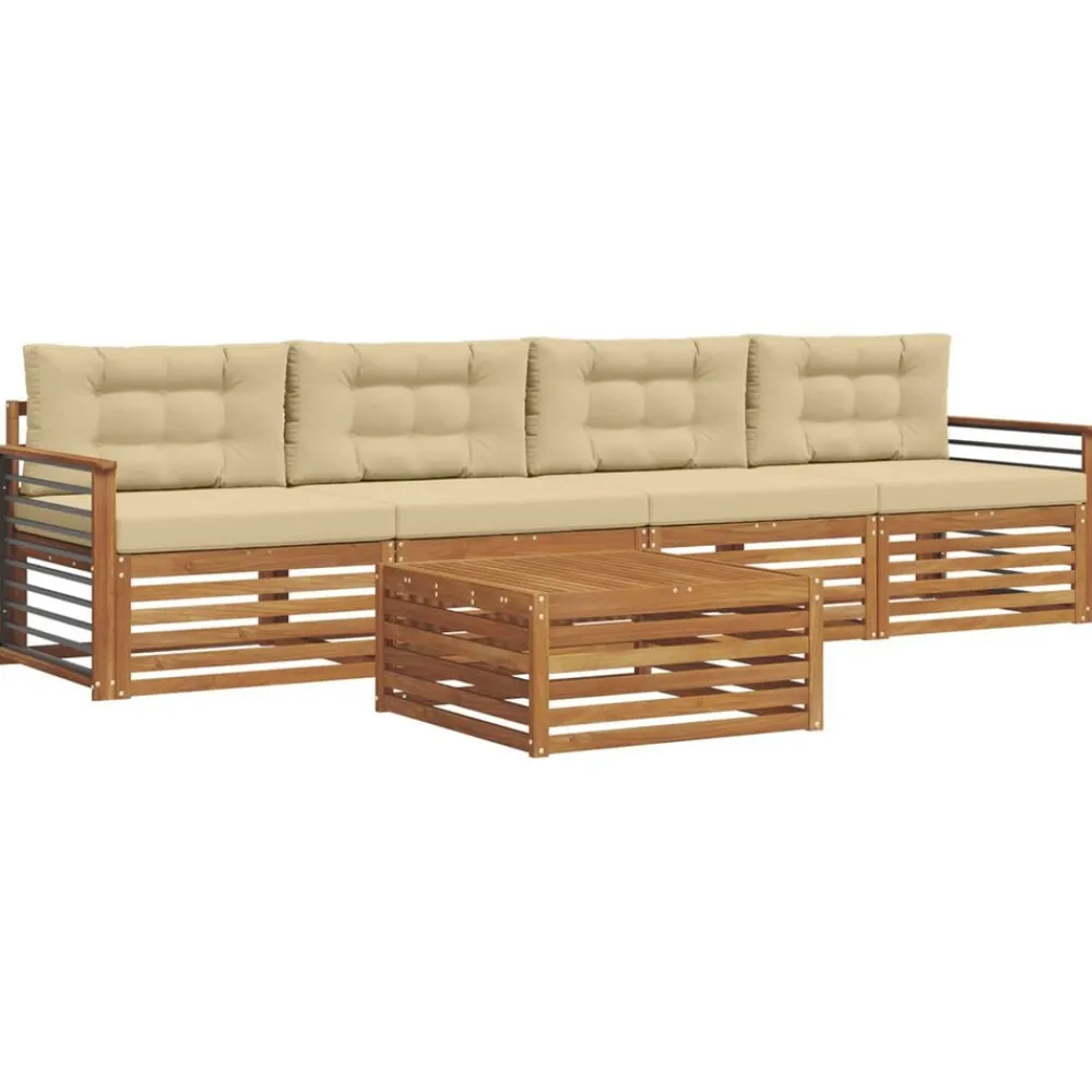 vidaXL Conjuntos De Muebles-Conjunto de sofás de exterior con cojín 5 pcs