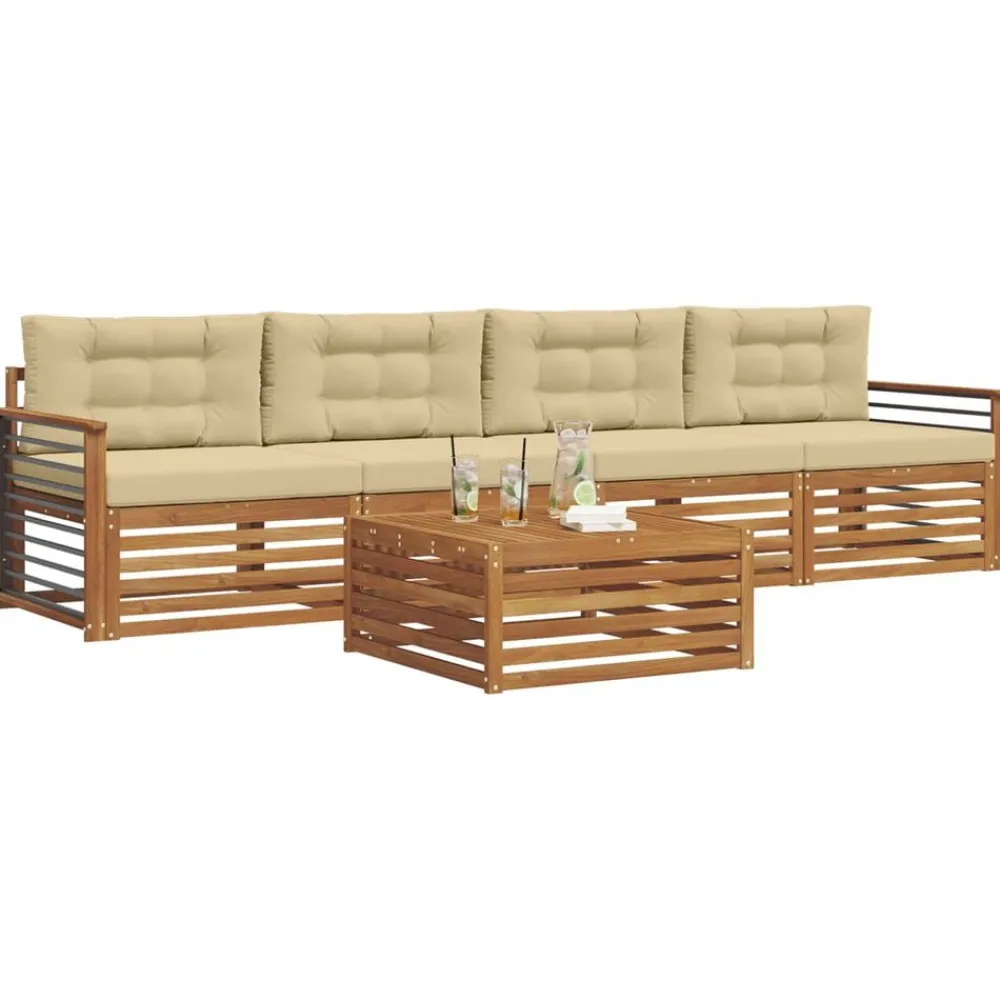 vidaXL Conjuntos De Muebles-Conjunto de sofás de exterior con cojín 5 pcs