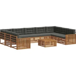vidaXL Conjunto de sofás de exterior 10 pcs Natural y antracita Online