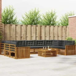 vidaXL Conjunto de sofás de exterior 10 pcs Natural y antracita Online