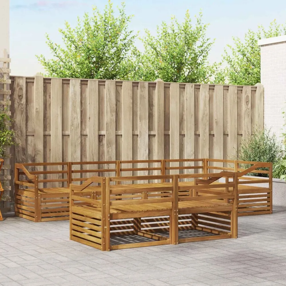 vidaXL Conjunto de sofás de exterior 7 pcs Natural Clearance