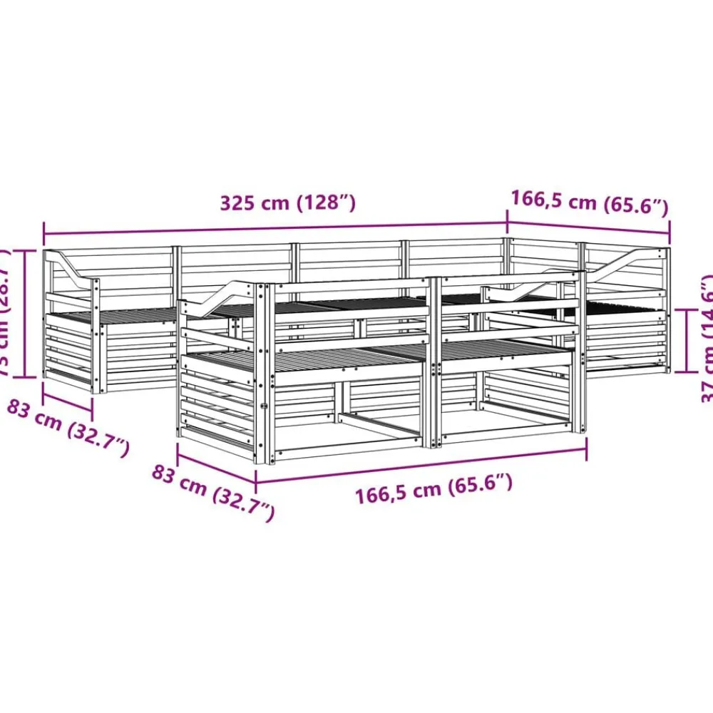 vidaXL Conjunto de sofás de exterior 7 pcs Natural Clearance