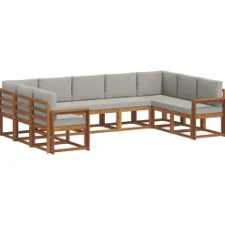 vidaXL Conjunto de sofás de exterior 9 pcs Gris Natural y Claro Gris claro y natural Best