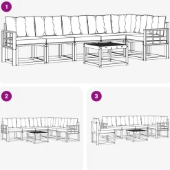 vidaXL Conjunto de sofás de exterior con cojín 7 pcs Natural y crema Discount