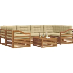 vidaXL Conjunto de sofás de exterior con cojín 7 pcs Natural y beige Discount