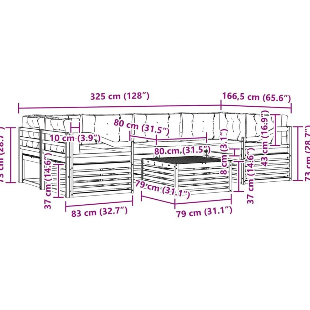 vidaXL Conjunto de sofás de exterior con cojín 7 pcs Natural y beige Discount