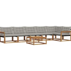 vidaXL Conjuntos De Muebles-Conjunto de sofás de exterior 7 pcs Gris Natural y Claro