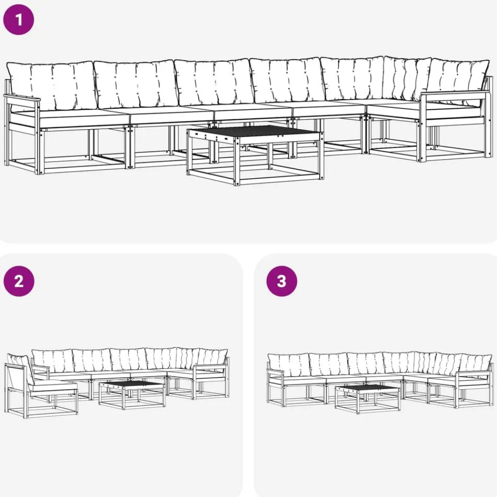 vidaXL Conjuntos De Muebles-Conjunto de sofás de exterior 7 pcs Gris Natural y Claro