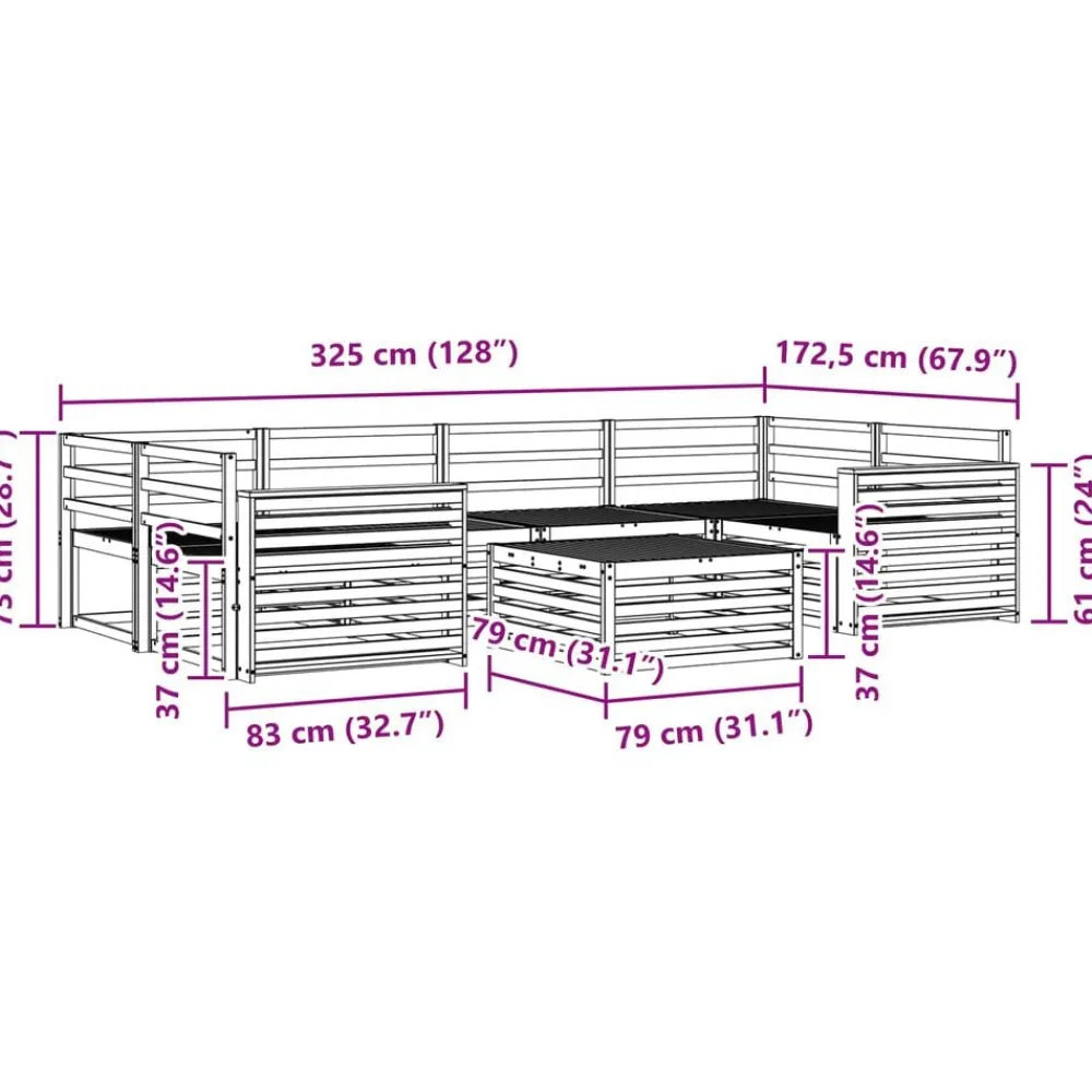 vidaXL Conjuntos De Muebles-Conjunto de sofás de exterior 7 pcs