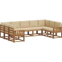 vidaXL Conjuntos De Muebles-Conjunto de sofás de exterior con cojín 9 pcs