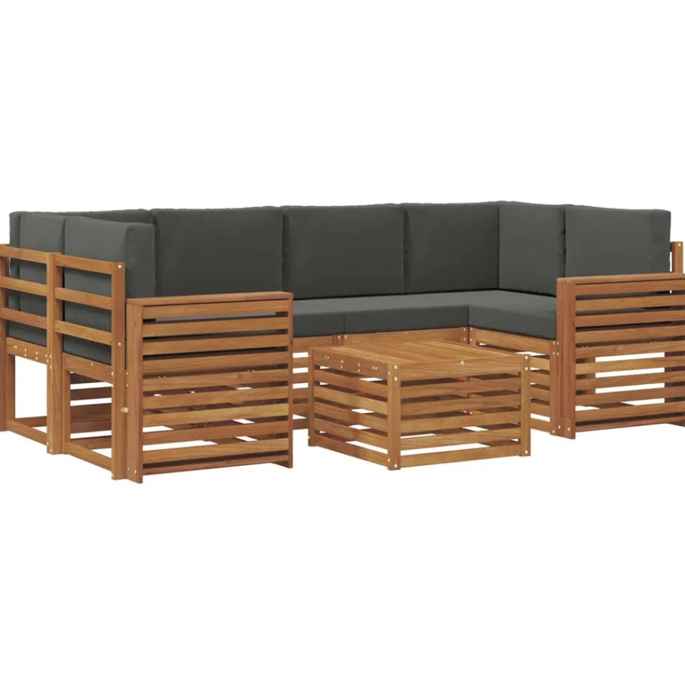 vidaXL Conjunto de sofás de exterior 7 pcs Natural y antracita Sale