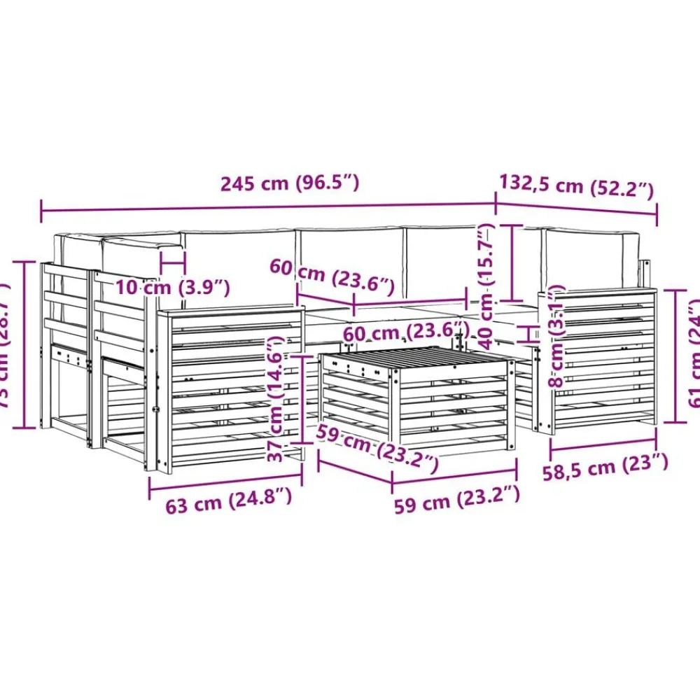 vidaXL Conjunto de sofás de exterior 7 pcs Natural y antracita Sale