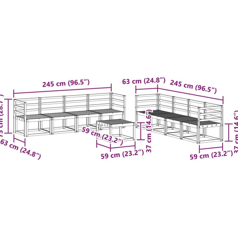 vidaXL Conjuntos De Muebles-Conjunto de sofás de exterior 9 pcs