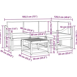 vidaXL Conjunto de sofás de exterior con cojín 5 pcs Natural y beige Sale