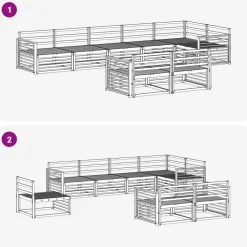 vidaXL Conjunto de sofás de exterior 8 pcs Natural Discount