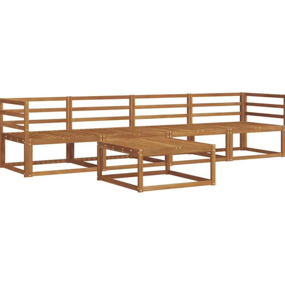 vidaXL Conjuntos De Muebles-Conjunto de sofás de exterior 5 pcs Gris Natural y Claro