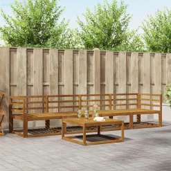 vidaXL Conjuntos De Muebles-Conjunto de sofás de exterior 5 pcs Gris Natural y Claro