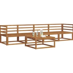 vidaXL Conjuntos De Muebles-Conjunto de sofás de exterior 5 pcs Gris Natural y Claro