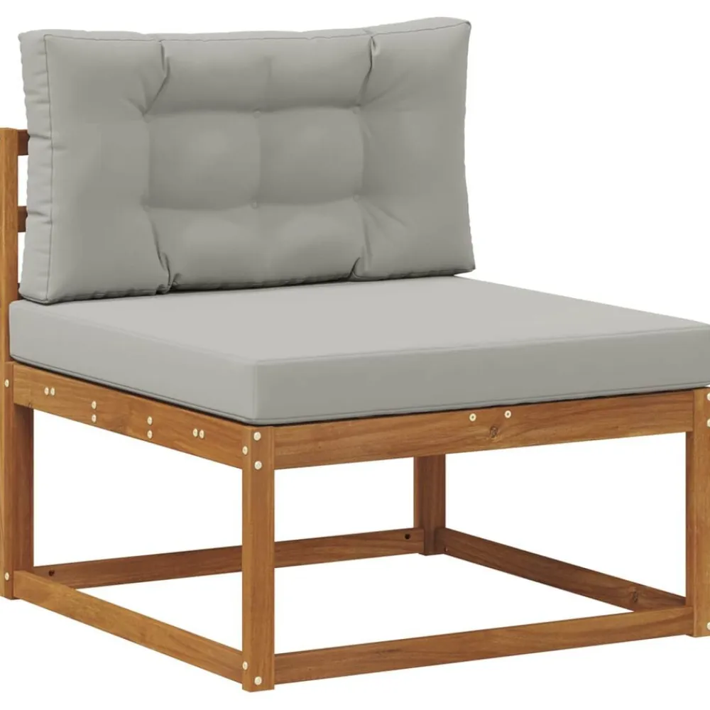 vidaXL Conjuntos De Muebles-Conjunto de sofás de exterior 7 pcs Gris Natural y Claro