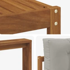 vidaXL Conjuntos De Muebles-Conjunto de sofás de exterior 7 pcs Gris Natural y Claro