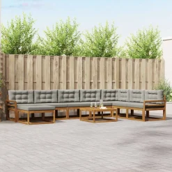 vidaXL Conjuntos De Muebles-Conjunto de sofás de exterior 9 pcs Gris Natural y Claro