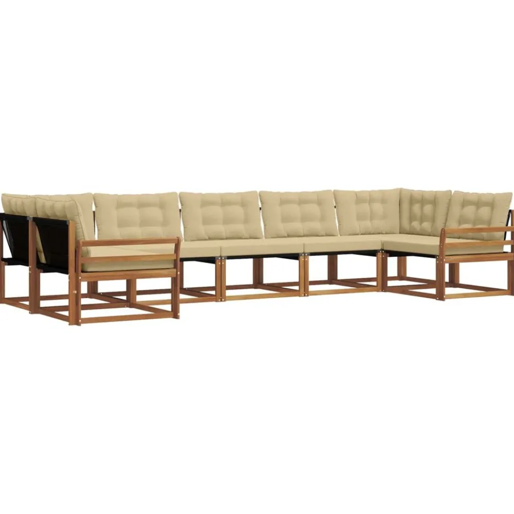 vidaXL Conjunto de sofás de exterior con cojín 7 pcs Natural y beige Best