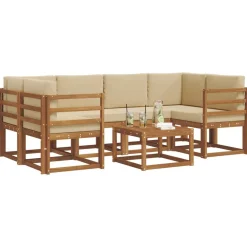 vidaXL Conjuntos De Muebles-Conjunto de sofás de exterior con cojín 7 pcs