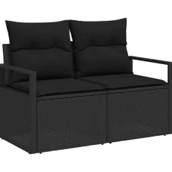 vidaXL Conjunto de sofás de jardín 9 pcs ratán sintético Negro