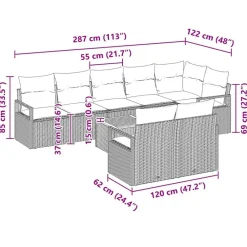 vidaXL Conjunto de sofás de jardín 9 pcs ratán sintético Negro