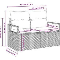 vidaXL Conjunto de sofás de jardín 9 pcs ratán sintético Negro